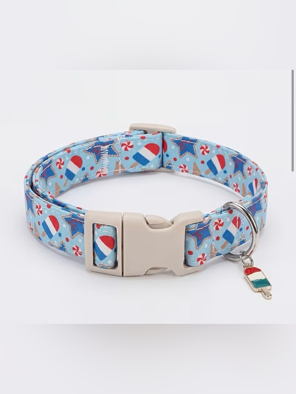 Light Blue Bomb Pop Pattern Dog Collar. Size Small - Picture 6 of 6